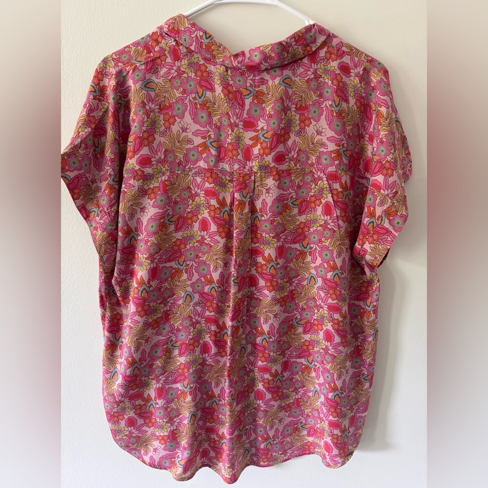 Lucky Brand Women's Floral Button Up Short Sleeve Shirt Size M - Picture 3 of 4